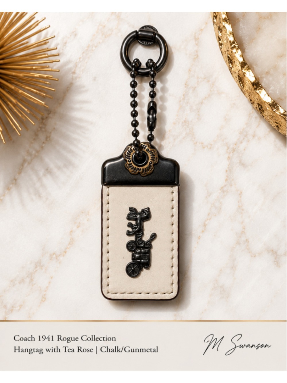 Coach 1941 Rogue Collection hang tag with Tea Rose accent Chalk Taupe & Gunmetal